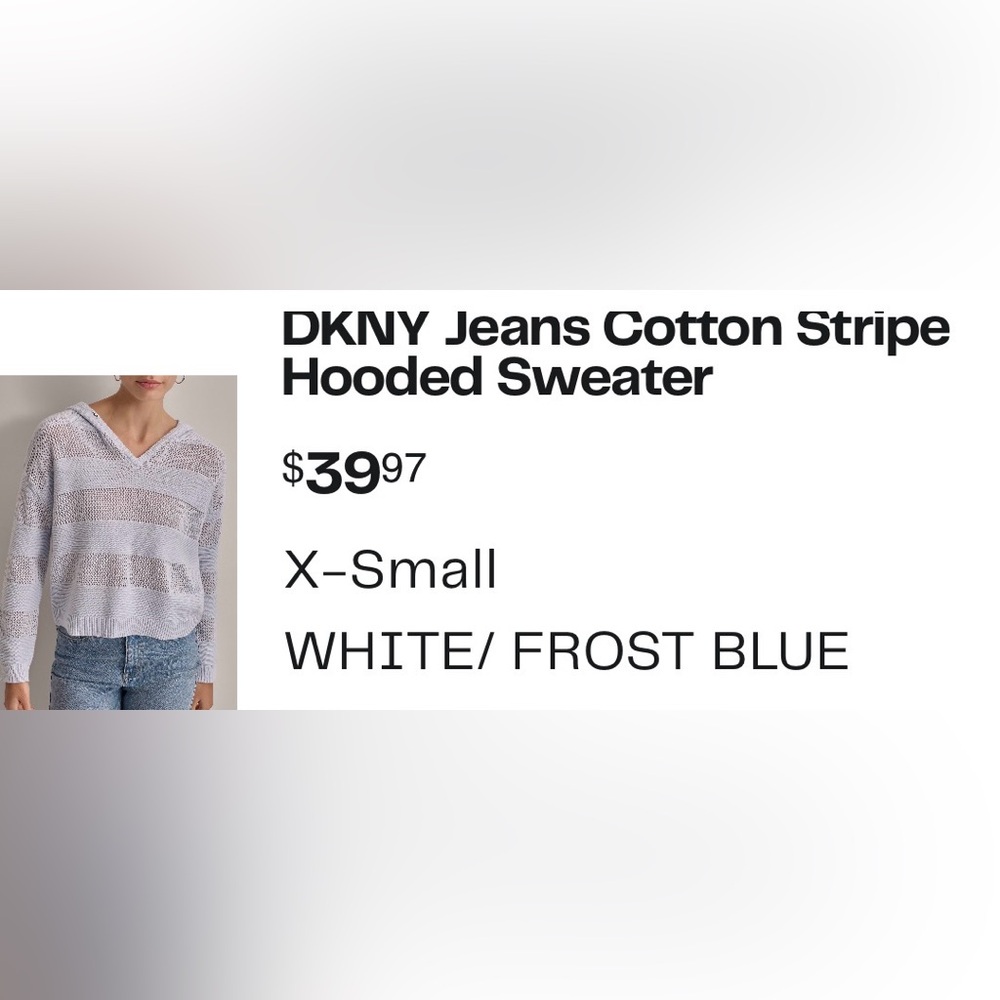 DKNY Frost White Hooded Sweater